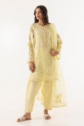 Stitched Embroidered Cotton Shirt + Shalwar + Dupatta
